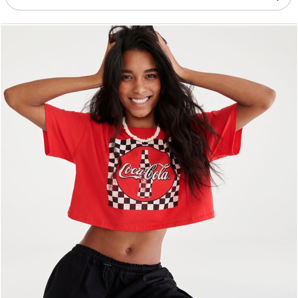 Aeropostale Aero Crop Top Boyfriend Tee Collection Shirt Coca Cola.: Size:XS